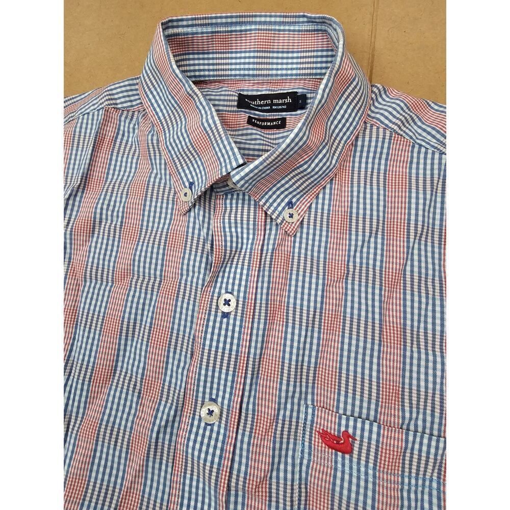 Southern Marsh Shirt Adult Small Plaid Performance Button Down Casual Mens